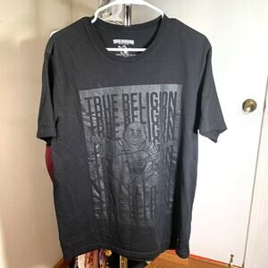 True Religion Men's Short Sleeve Black T-Shrits Size L